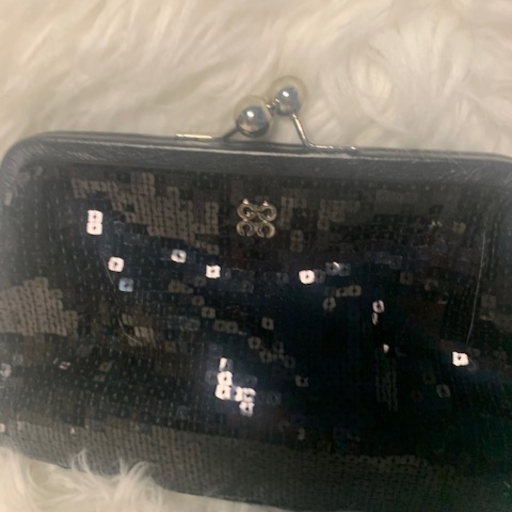 Coach black sequin clutch bag